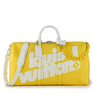 LOUIS VUITTON Keepall Bandouliere 50 Acetate Chain Yellow Leather Virgil Abloh